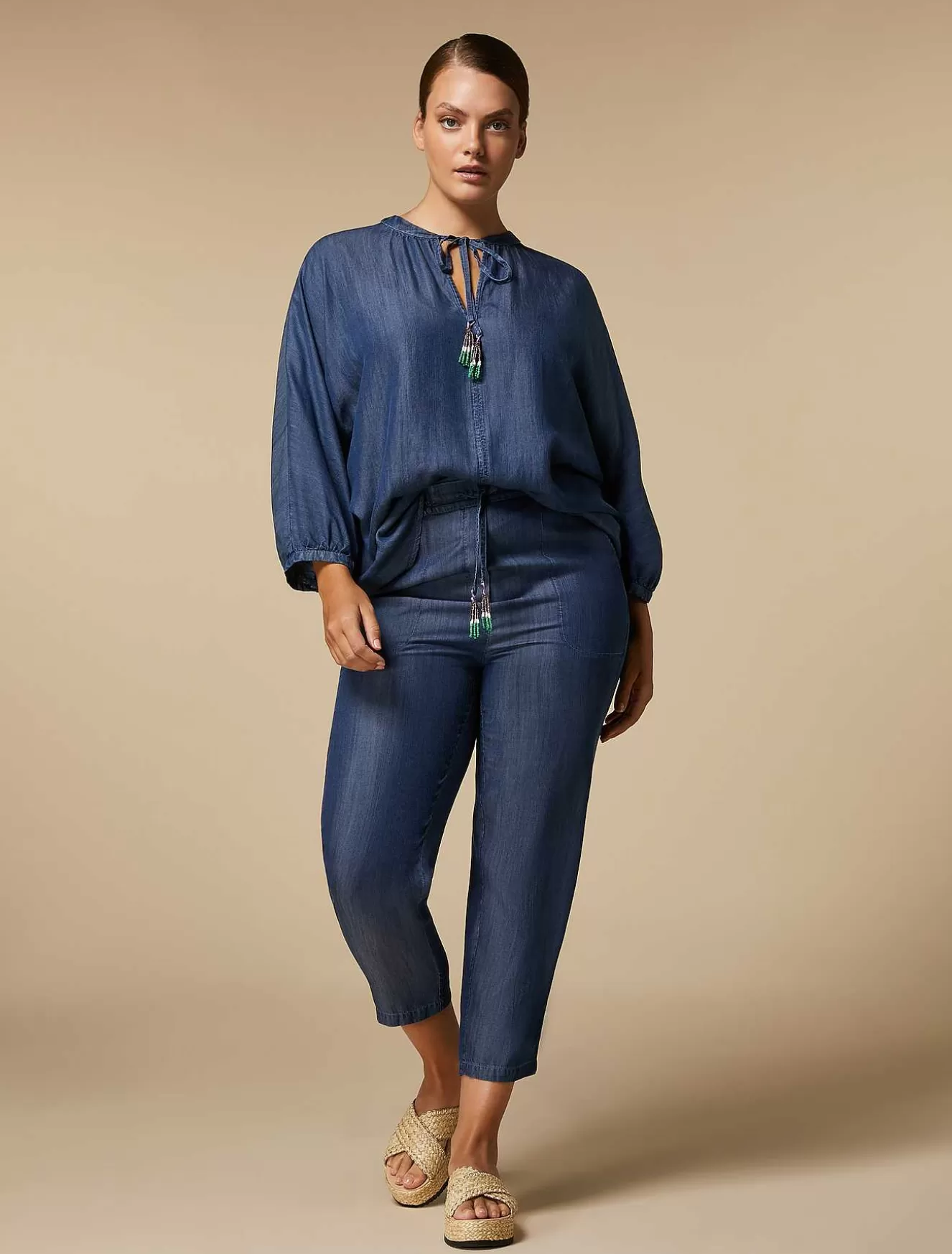 Tencel Denim Joggers-Marina Rinaldi New