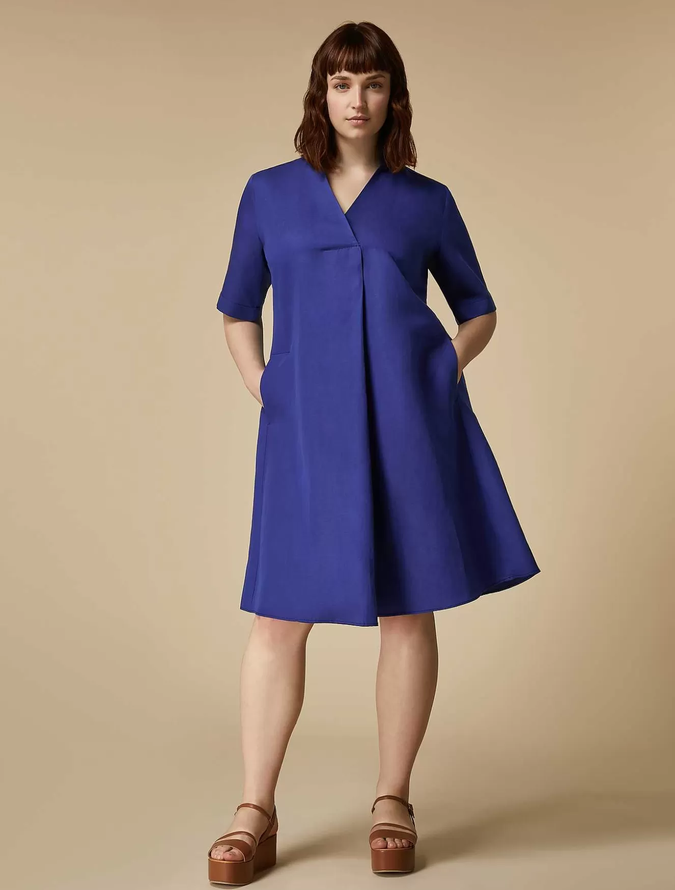 Tencel Linen Dress-Marina Rinaldi Outlet