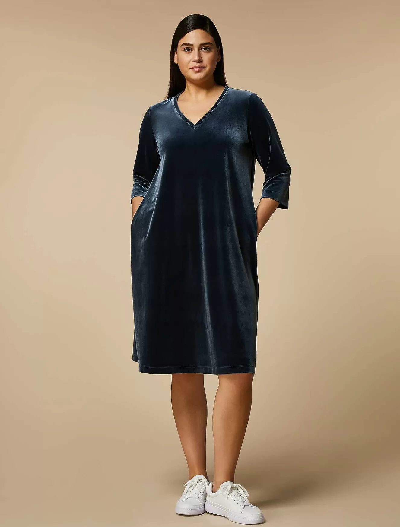 Velvet Jersey Dress-Marina Rinaldi Cheap