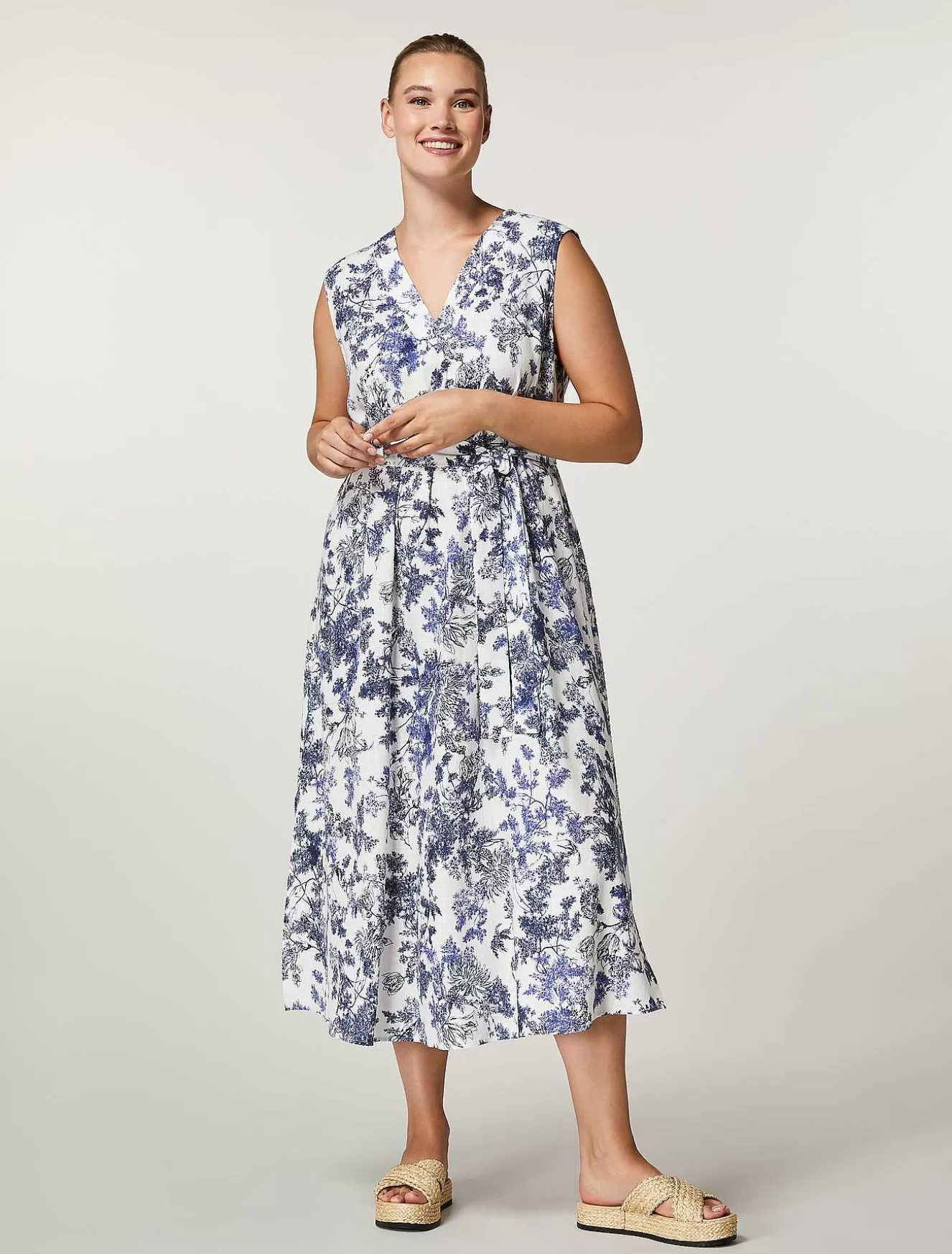 Viscose And Linen Canvas Dress-Marina Rinaldi Discount