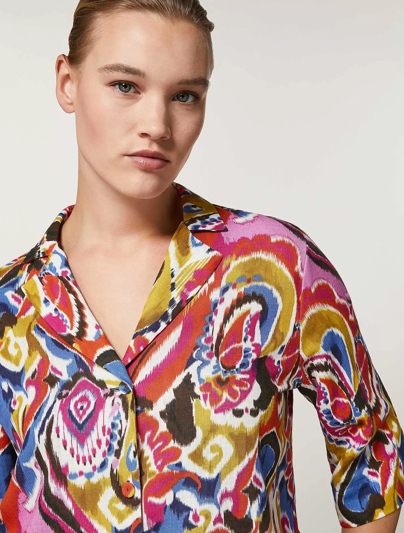 Viscose And Linen Canvas Shirt-Marina Rinaldi Sale