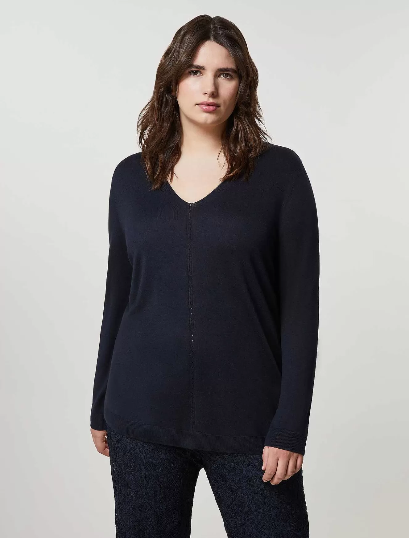 Viscose And Silk Yarn Sweater-Marina Rinaldi Fashion
